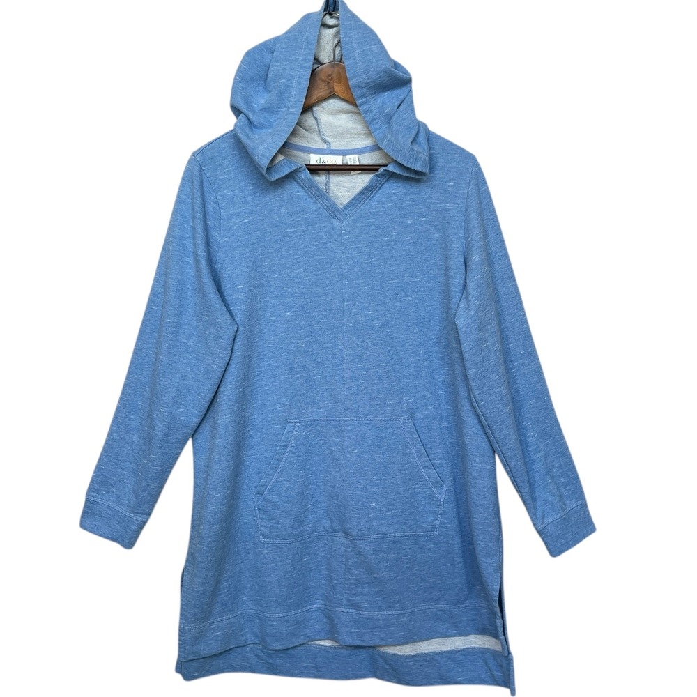 d & co ACTIVE Women's Pullover Hoodie Tunic Top Blue XLP Extra Large Petite